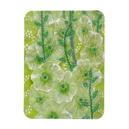 葵モロー花フローラアート絵画ズグリーン マグネット (縦)