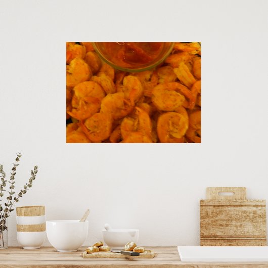 蒸したエビとカクテルソース ポスター (キッチン)