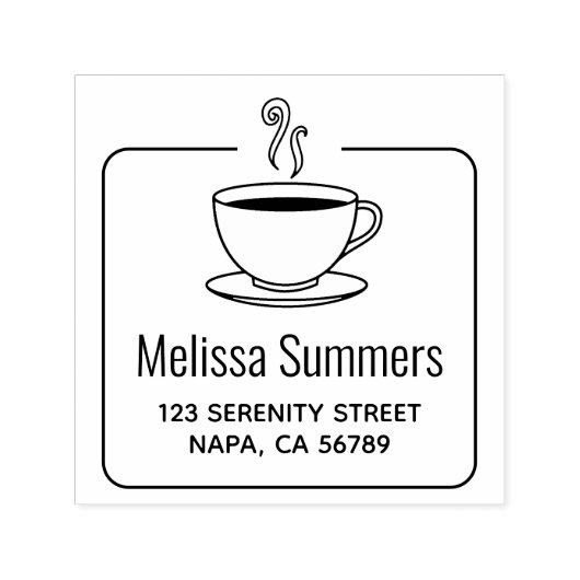 蒸しコーヒーカップの額縁アドレス セルフインキングスタンプ (デザイン)