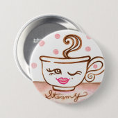 蒸しコーヒーカップボタン 缶バッジ (正面&裏面)