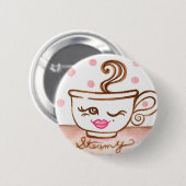 蒸しコーヒーカップボタン 缶バッジ (正面&裏面)