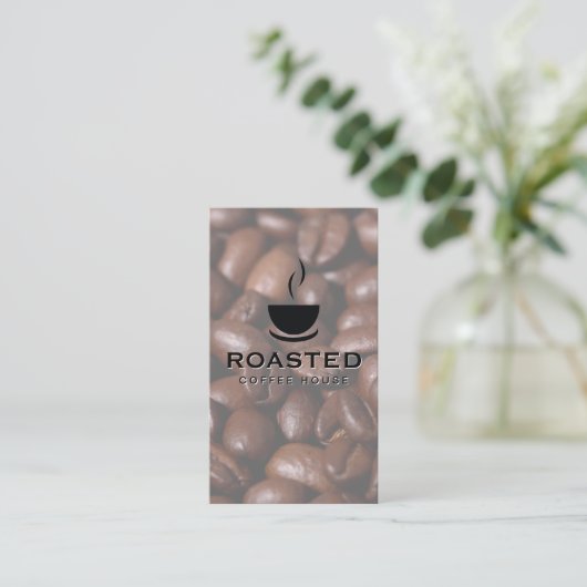 蒸しコーヒーカップ | コーヒービーンズ 名刺 (スタンド正面)