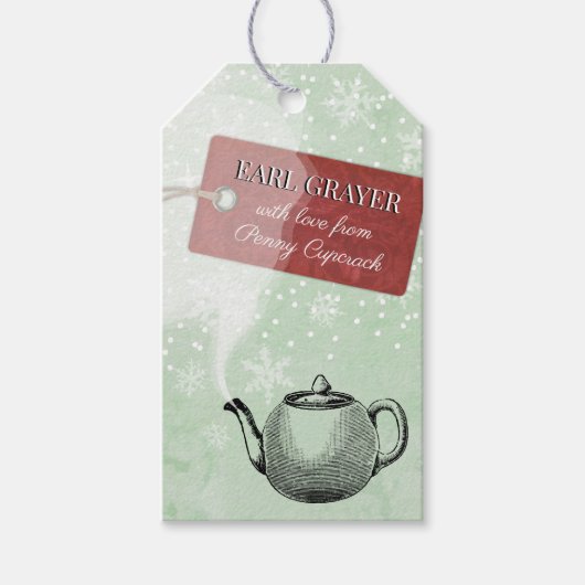 蒸しティーポパーソナライズされたット茶をブレンド ギフトタグ (正面)