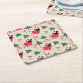 蒸し暑いクリスマスのコースター スクエアペーパーコースター (アングル)