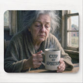 蒸し暑いコーヒーのおばさん マウスパッド (正面)