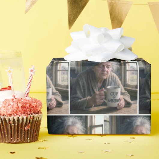 蒸し暑いコーヒーのおばさん ラッピングペーパー (誕生日パーティー)