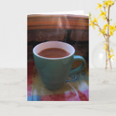 蒸し暑いコーヒーグリーティングカード カード (黄色い花)