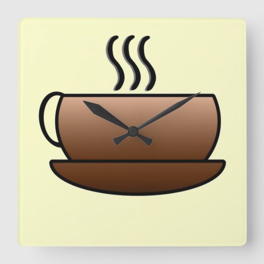 蒸し暑いコーヒーマグ スクエア壁時計 (正面)