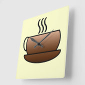 蒸し暑いコーヒーマグ スクエア壁時計 (傾斜)
