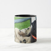 蒸し暑い黒いパグ マグカップ (中央)