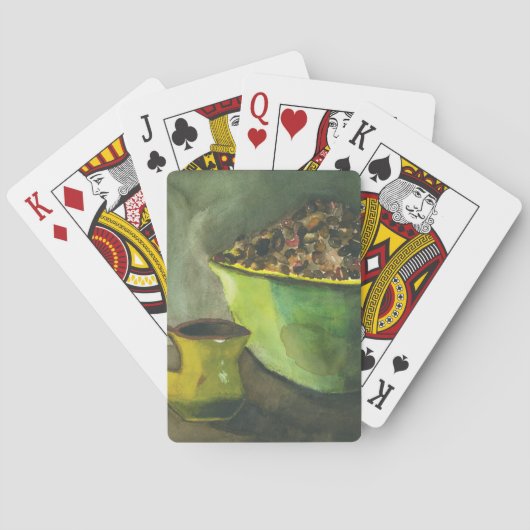 蒸し朝のコーヒーボウルのコーヒー豆カップ トランプ (裏面)