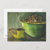 蒸し朝のコーヒーボウルのコーヒー豆カップ ポストカード (正面/裏面)