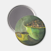 蒸し朝のコーヒーボウルのコーヒー豆カップ マグネット (正面/裏面)