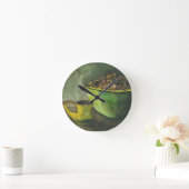 蒸し朝のコーヒーボウルのコーヒー豆カップ ラウンド壁時計 (ホーム)