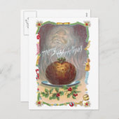 蒸し梅プリンVintageクリスマス シーズンポストカード (正面/裏面)