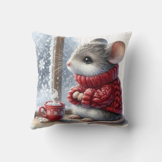 蒸し熱いココアを持つクリスマスマウス クッション (裏面)