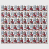 蒸し熱いココアを持つクリスマスマウス ラッピングペーパー (フラット)