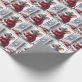 蒸し熱いココアを持つクリスマスマウス ラッピングペーパー (角)