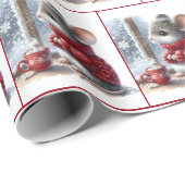 蒸し熱いココアを持つクリスマスマウス ラッピングペーパー (ロールコーナー)