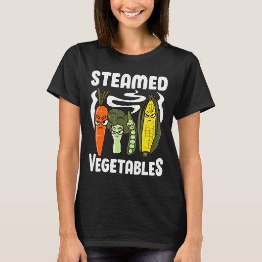 蒸し野菜おもしろいパンビーガン Tシャツ (正面)