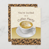 蒸すカプチーノコーヒーカップパーティの招待状 招待状 (正面/裏面)