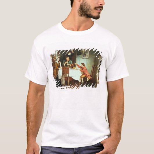 蒸気と遊んでいる若いジェームズ・ワット Tシャツ (正面)