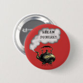 蒸気によって動力を与えられるボタン 缶バッジ (正面&裏面)