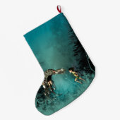 蒸気のドラゴンを持つかわいい妖精 ラージクリスマスストッキング (裏面 (吊り時))