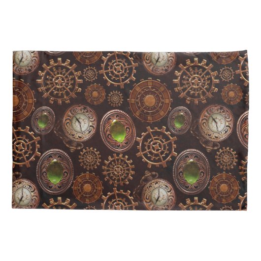 蒸気のパンクのギアのモダンなレトロの抽象芸術パターン 枕カバー (裏面)