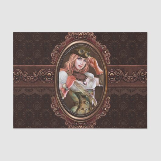 蒸気のパンクのギアのモダンなレトロの抽象芸術パターン 薄葉紙 (正面)