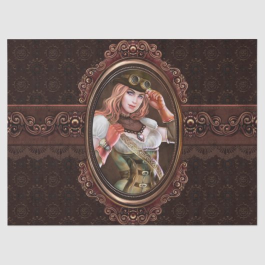 蒸気のパンクのギアのモダンなレトロの抽象芸術パターン 薄葉紙 (正面)