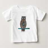 蒸気のパンクのフクロウ ベビーTシャツ (正面)