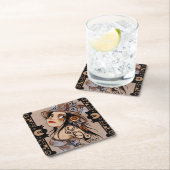 蒸気のパンクの女の子のコースター スクエアペーパーコースター (インサイチュ)