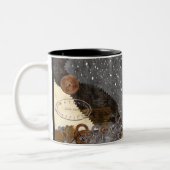 蒸気のパンクの宇宙-コーヒー・マグ ツートーンマグカップ (左)