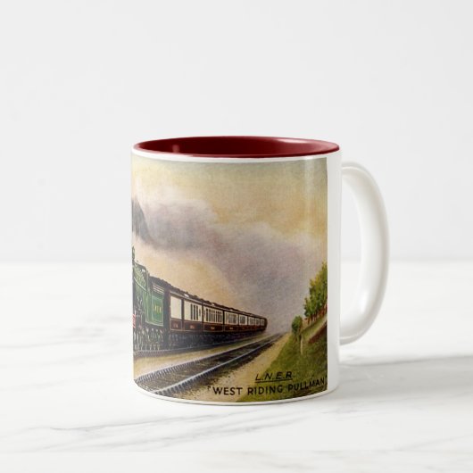 蒸気の列車のコーヒーカップ ツートーンマグカップ (正面右)