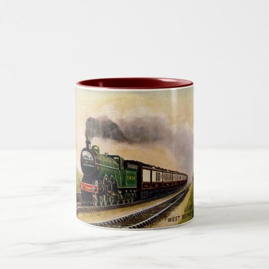 蒸気の列車のコーヒーカップ ツートーンマグカップ (中央)
