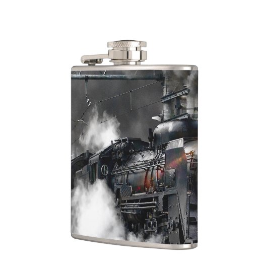 蒸気の列車のロコモーティブの交通機関夜 フラスク (左)