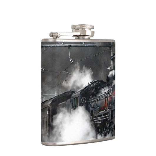 蒸気の列車のロコモーティブの交通機関夜 フラスク (右)