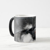 蒸気の列車のロコモーティブの交通機関夜 モーフィングマグカップ (正面左)