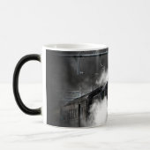 蒸気の列車のロコモーティブの交通機関夜 モーフィングマグカップ (左)