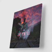 蒸気の列車の柱時計 スクエア壁時計 (傾斜)