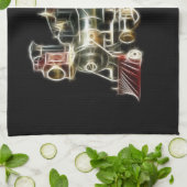 蒸気の列車の機関車 キッチンタオル (折り畳み)