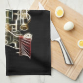 蒸気の列車の機関車 キッチンタオル (四つ折り)