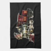 蒸気の列車の機関車 キッチンタオル (縦)