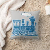 蒸気の列車の気違いのブルーグレーの装飾用クッション クッション (ブランケット)