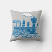 蒸気の列車の気違いのブルーグレーの装飾用クッション クッション (裏面)