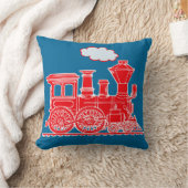 蒸気の列車の気違いの明るく赤く青い装飾用クッション クッション (ブランケット)