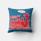 蒸気の列車の気違いの明るく赤く青い装飾用クッション クッション (裏面)