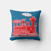 蒸気の列車の気違いの明るく赤く青い装飾用クッション クッション (正面)
