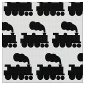 蒸気の列車の記号パターン-黒 ファブリック (クローズアップ)